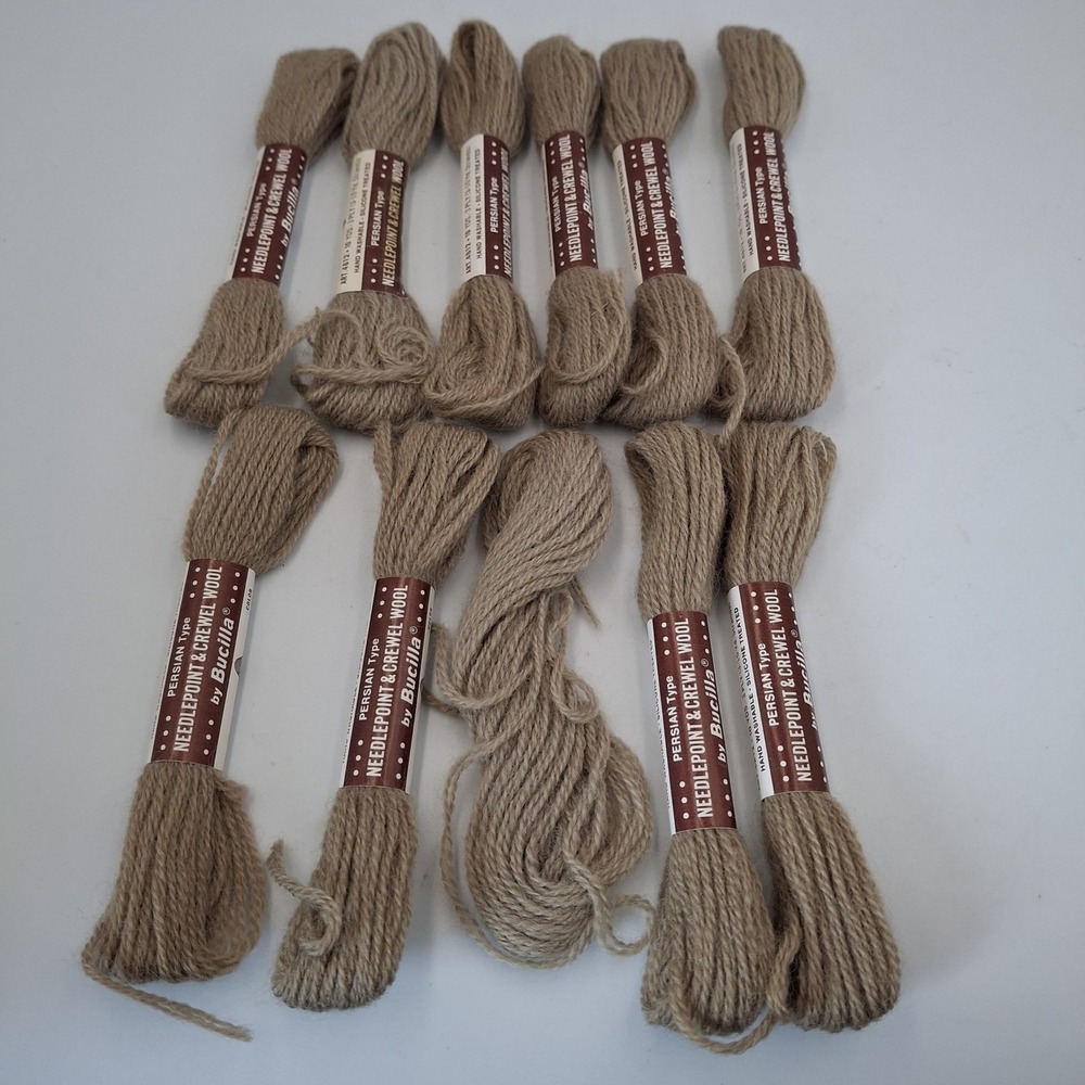 Lot of 10 Bucilla Persian Type Needlepoint Crewel Wool Yarn Color 66 Tan Beige